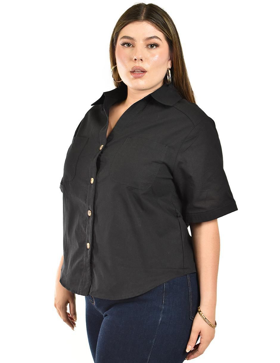 Blusa camisera manga corta para mujer 7