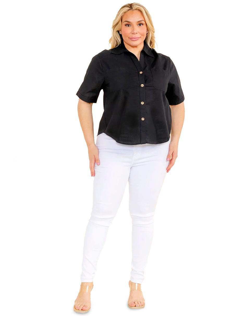 Blusa camisera manga corta para mujer 5