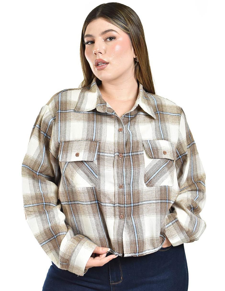 Blusa camisera manga larga para mujer