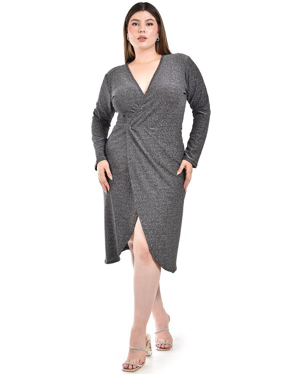 Vestido a la rodilla de fiesta escote V 5