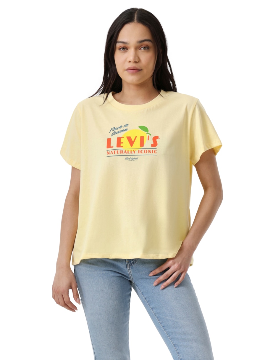 Playera manga corta cuello redondo para mujer