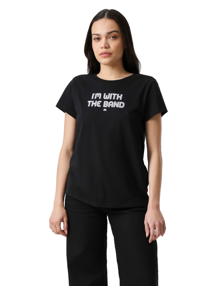 Playera manga corta cuello redondo para mujer
