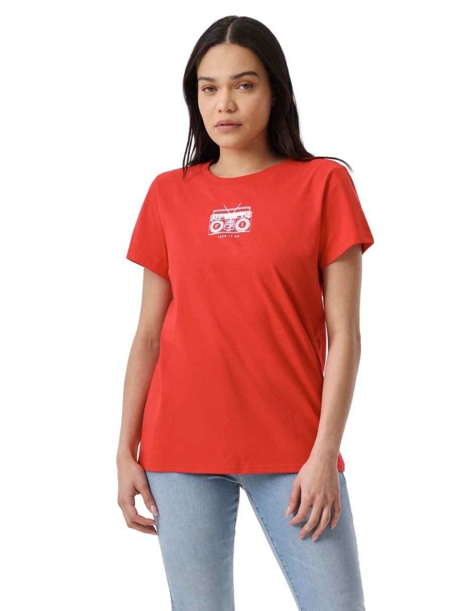 Playera manga corta cuello redondo para mujer