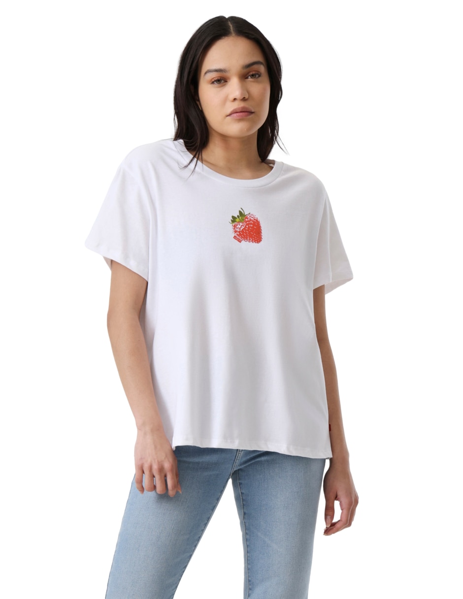 Playera manga corta cuello redondo para mujer