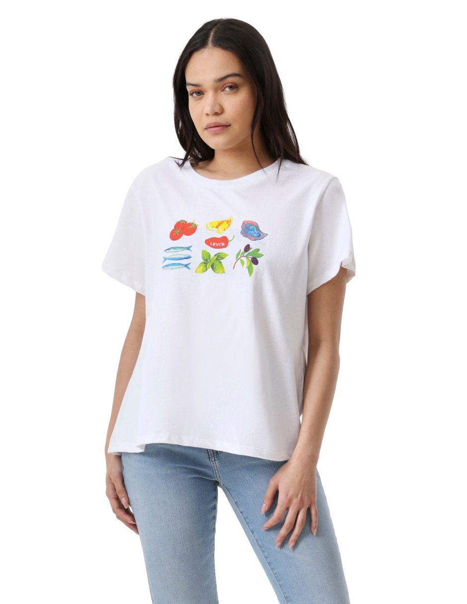 Playera manga corta cuello redondo para mujer