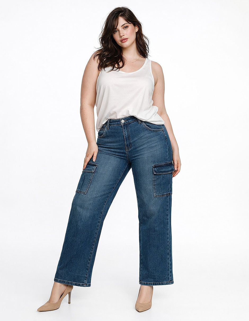 Jeans amplio cintura para mujer Jeans amplio cintura para mujer