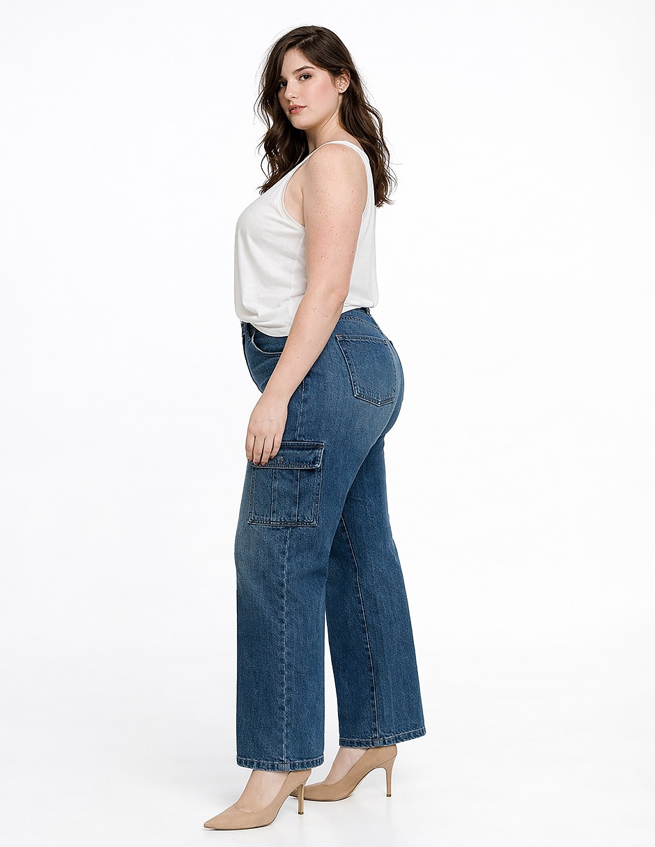 Jeans amplio cintura para mujer 3