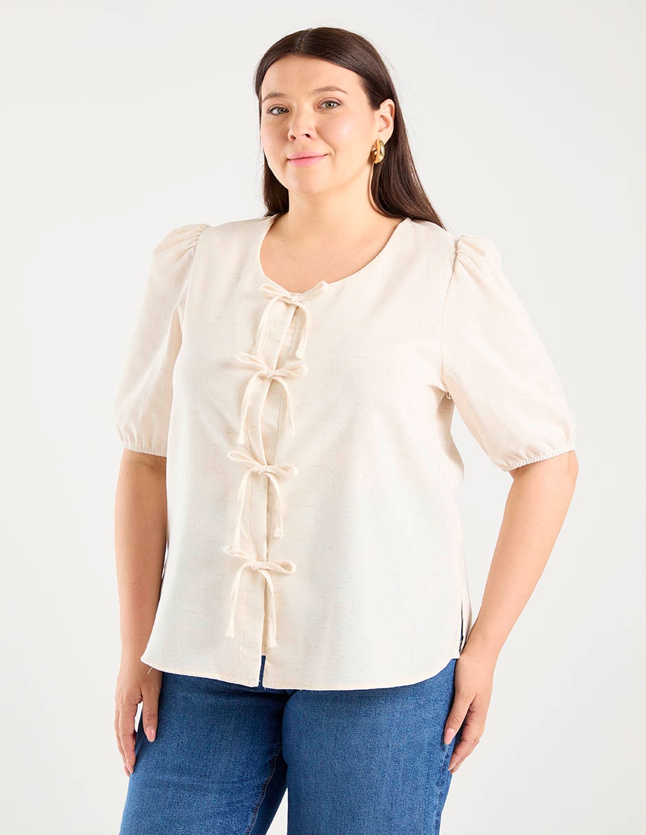 Blusa manga al codo para mujer