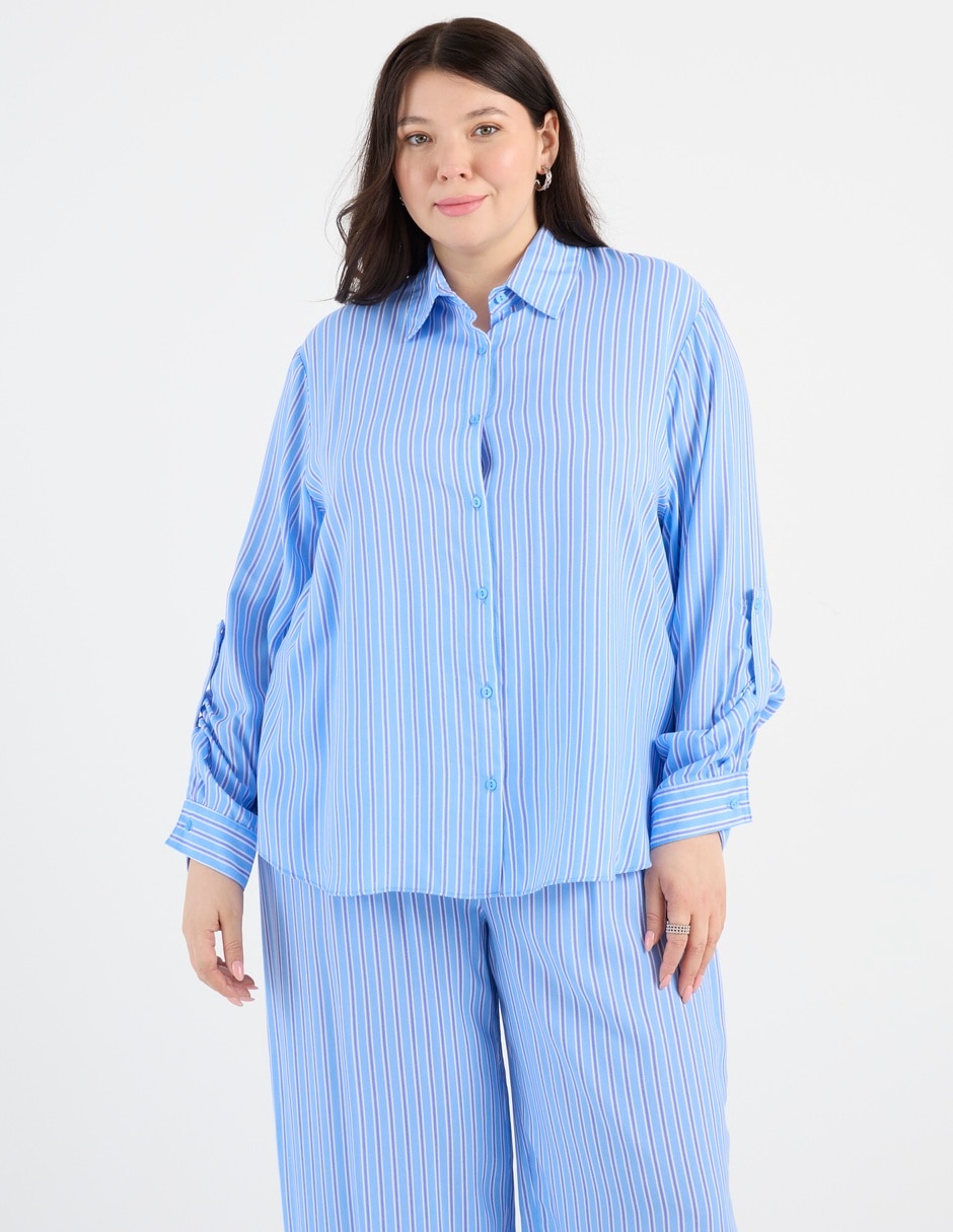 Blusa camisera manga larga para mujer