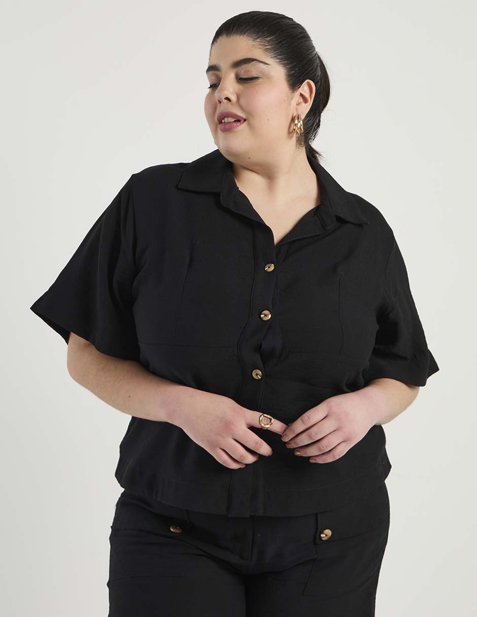 Blusa manga al codo para mujer