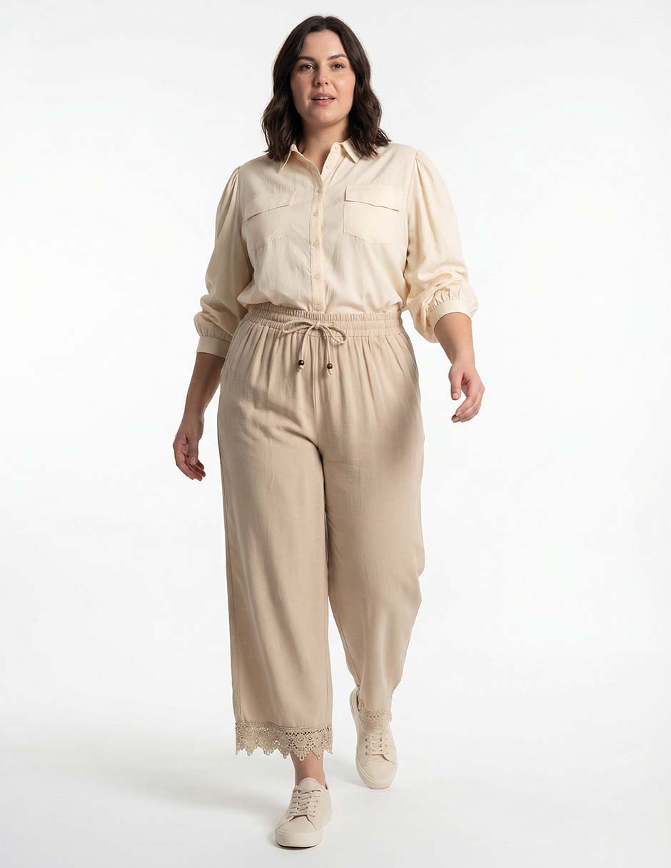 Pantalón acampanado amplio para mujer 4