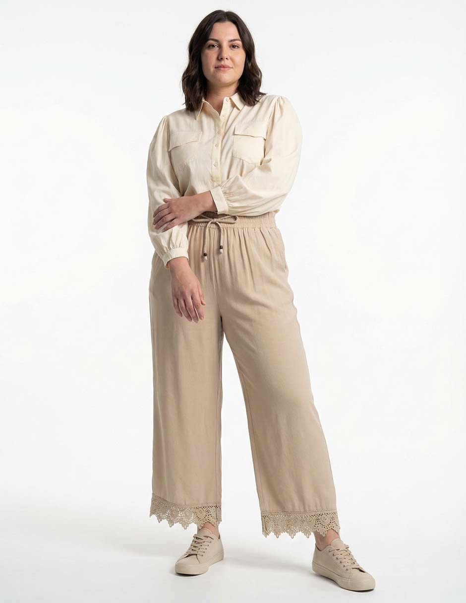Pantalón acampanado amplio para mujer 6