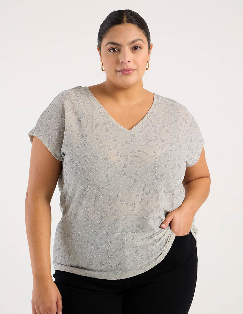 Playera manga corta cuello redondo para mujer