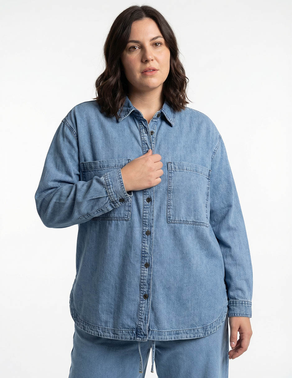 Blusa camisera manga larga para mujer