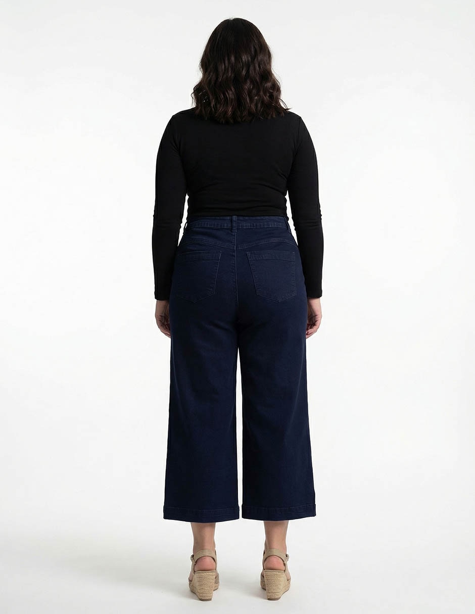 Jeans capri amplio cintura media para mujer 2