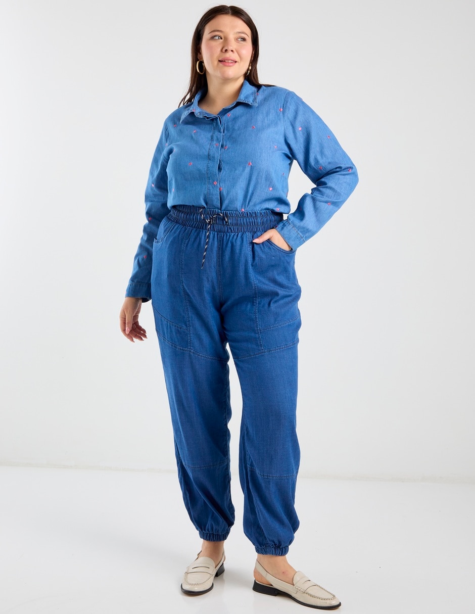 Jeans jogger straight cintura media para mujer 2