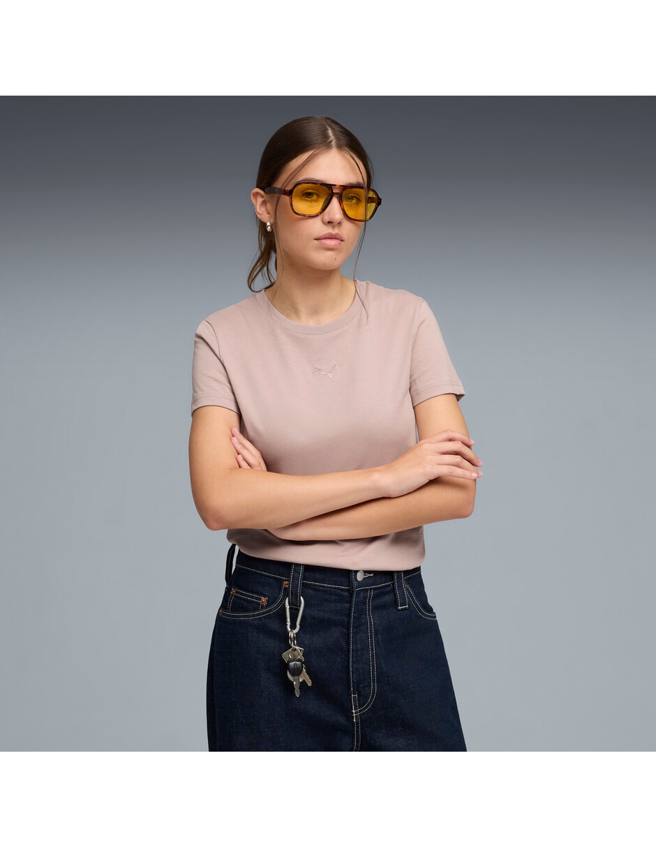 Playera manga corta cuello redondo para mujer