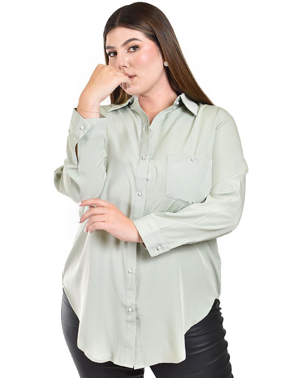 Blusa camisera manga larga para mujer